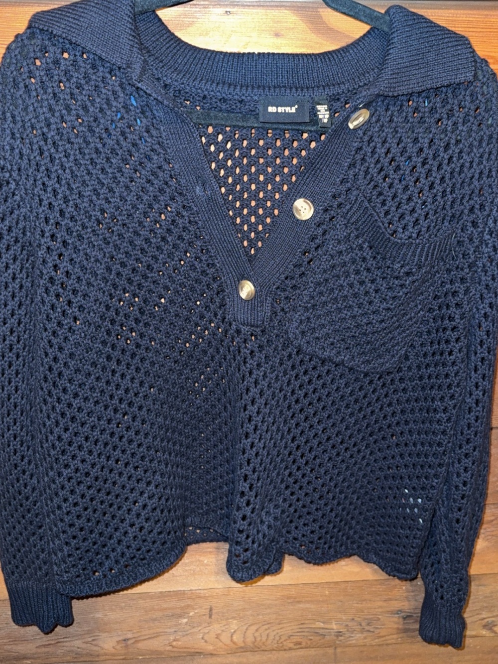 Navy Button Pullover